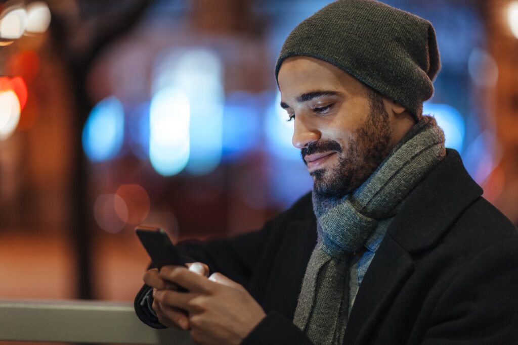 man with smartphone