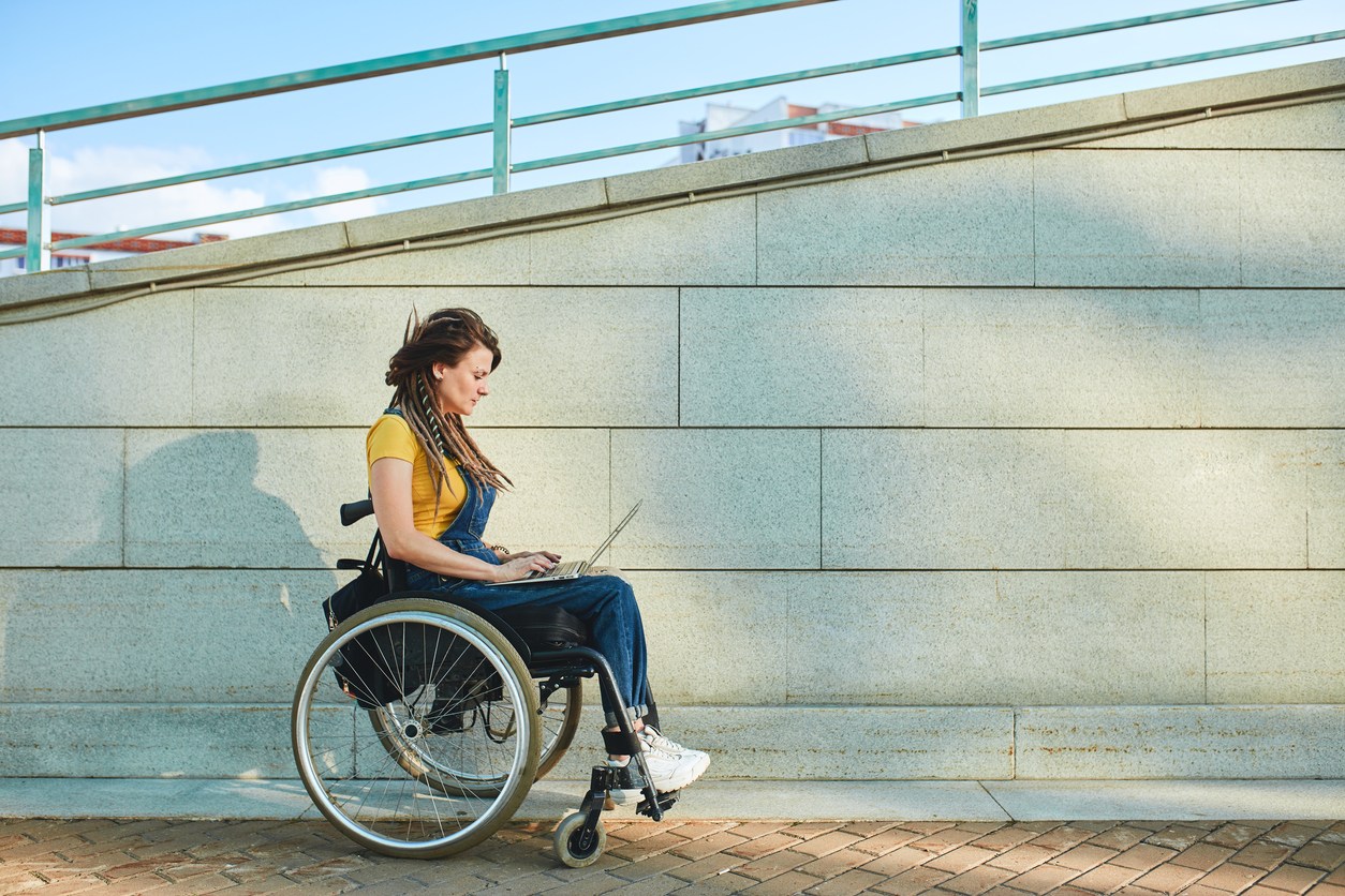 Disabled woman on a wheelchair